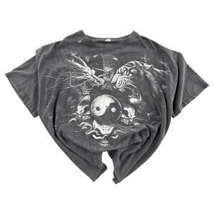 Yin Yang Tiger Vs Dragon Y2K Vintage Radical T-Shirt Black XL